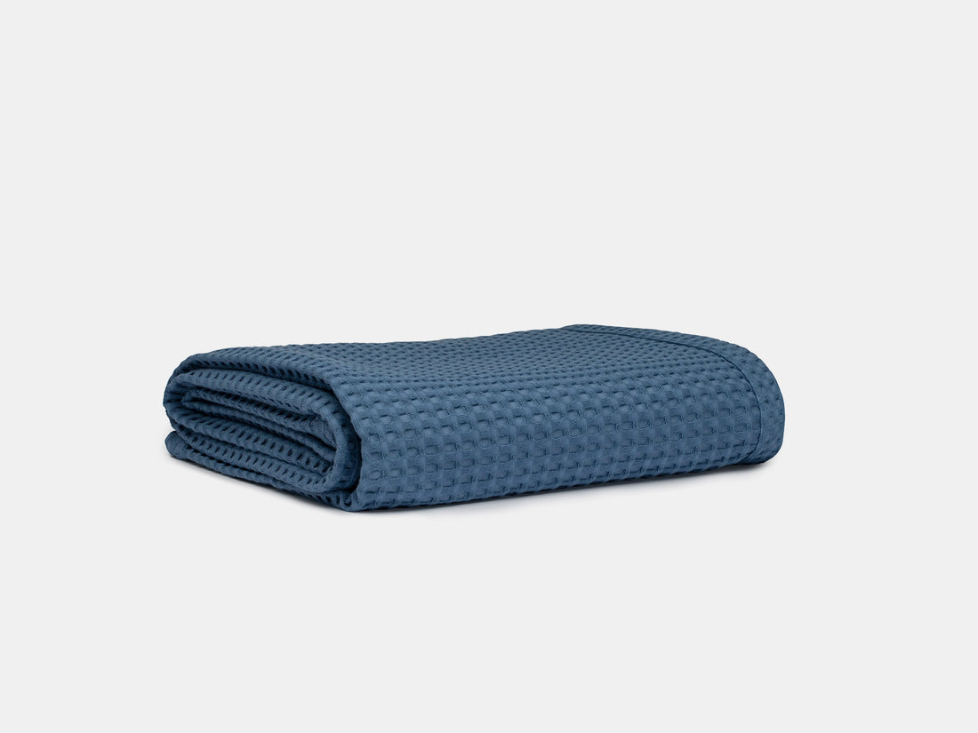 Dusty Blue Waffle Sofa Throw