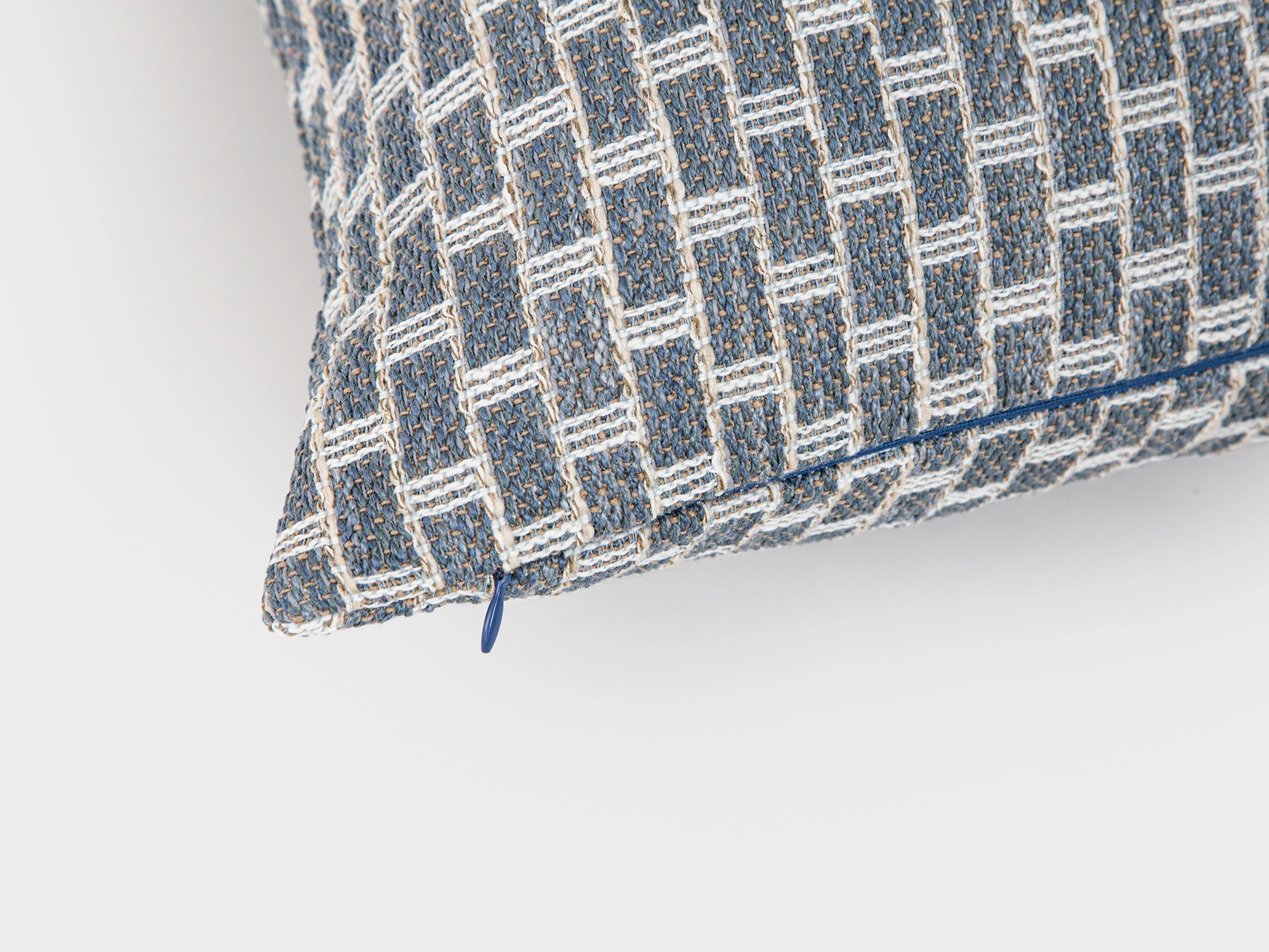 Dusty Blue Geometric Woven Pillow Cover