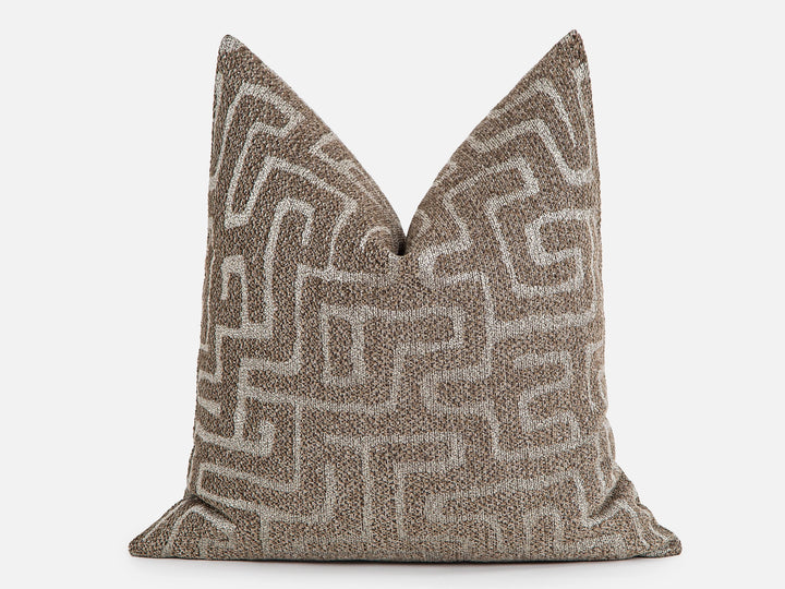 Dusty Brown Maze Pillow Cover - Tessera Collection