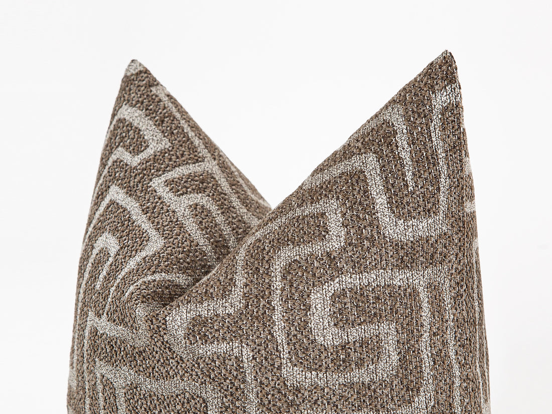 Dusty Brown Maze Pillow Cover - Tessera Collection