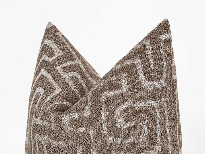 Dusty Brown Maze Pillow Cover - Tessera Collection