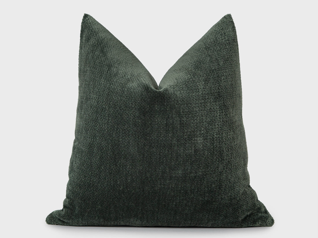 Dusty Dark Green Textured Pillow Cover