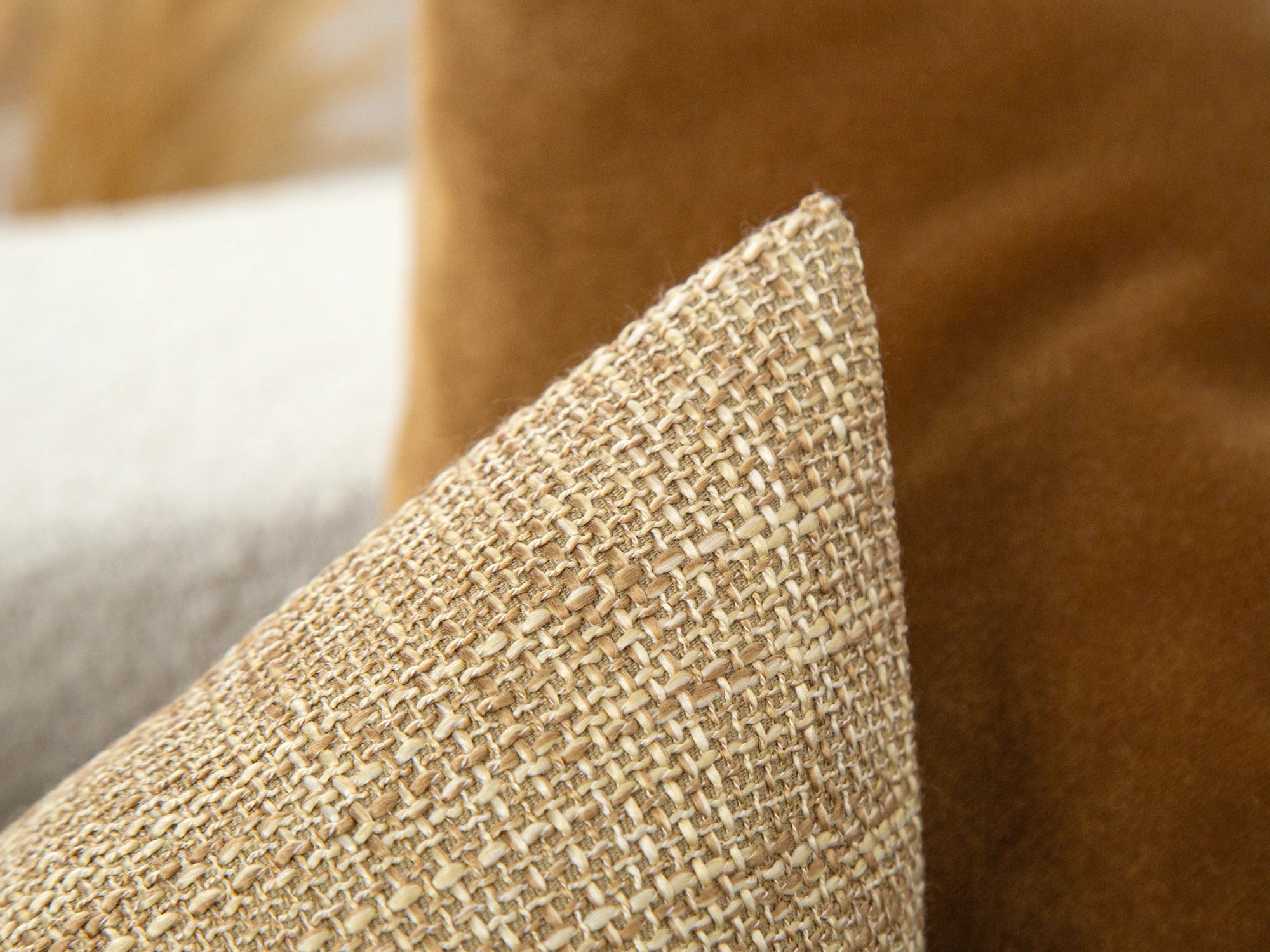 Dusty Gold Woven Linen Pillow Cover