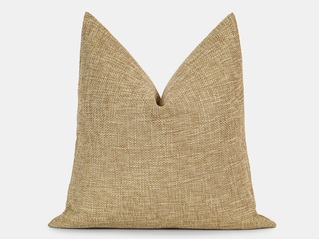 Dusty Gold Woven Linen Pillow Cover