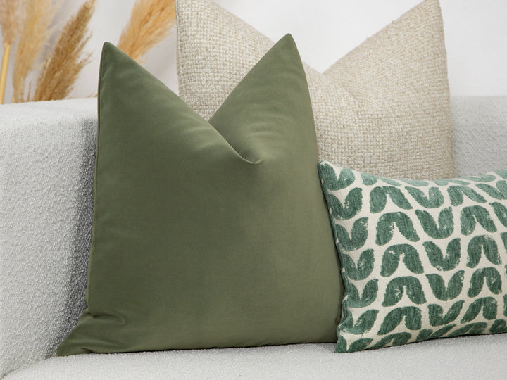 Dusty Green Velvet Pillow Cover