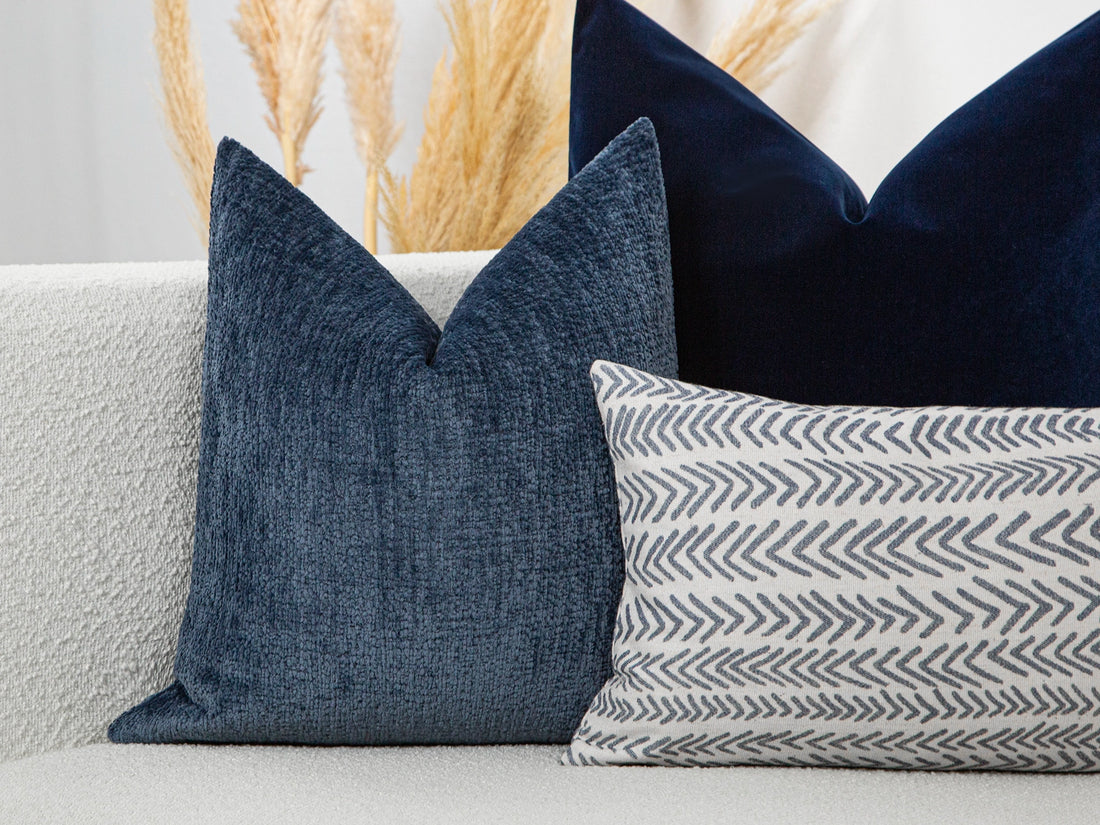 Dusty Navy Blue Textured Pillow Cover