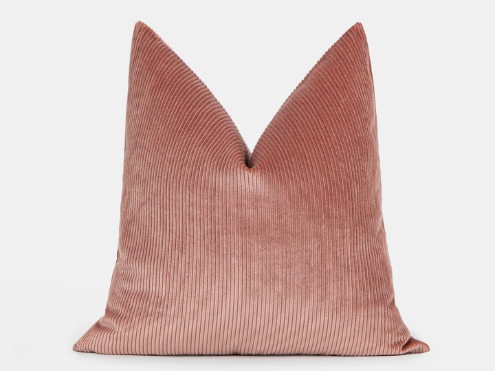 Dusty Pink Stripe Velvet Pillow Cover