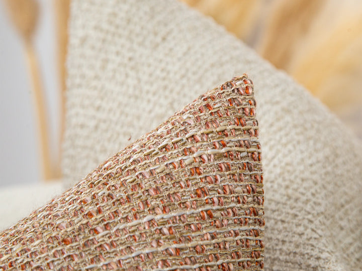 Dusty Pink Woven Textured Pillow Cover