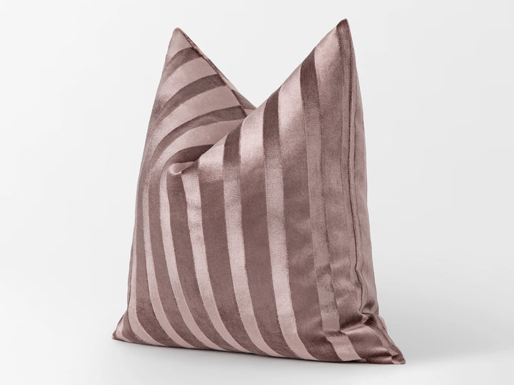 Dusty Rose Stripe Velvet Pillow Cover