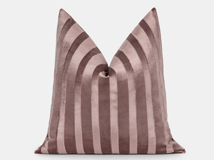 Dusty Rose Stripe Velvet Pillow Cover