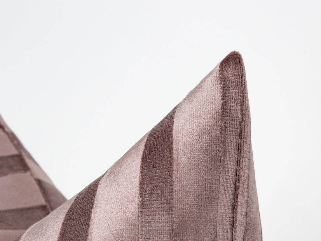 Dusty Rose Stripe Velvet Pillow Cover