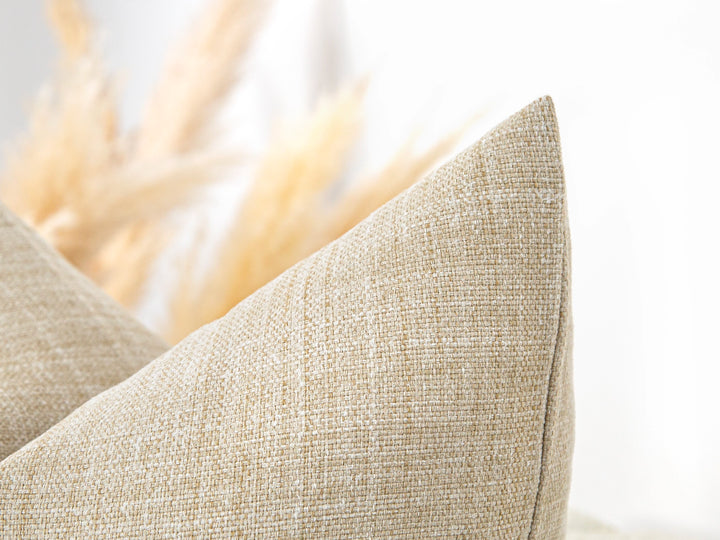 Earthy Beige Linen Pillow Cover
