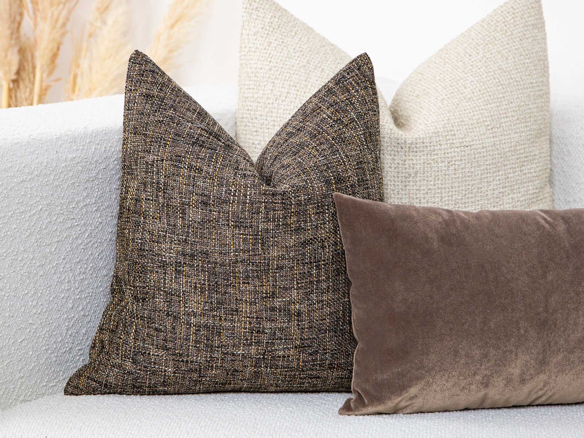 Earthy Brown Linen Woven Pillow Cover