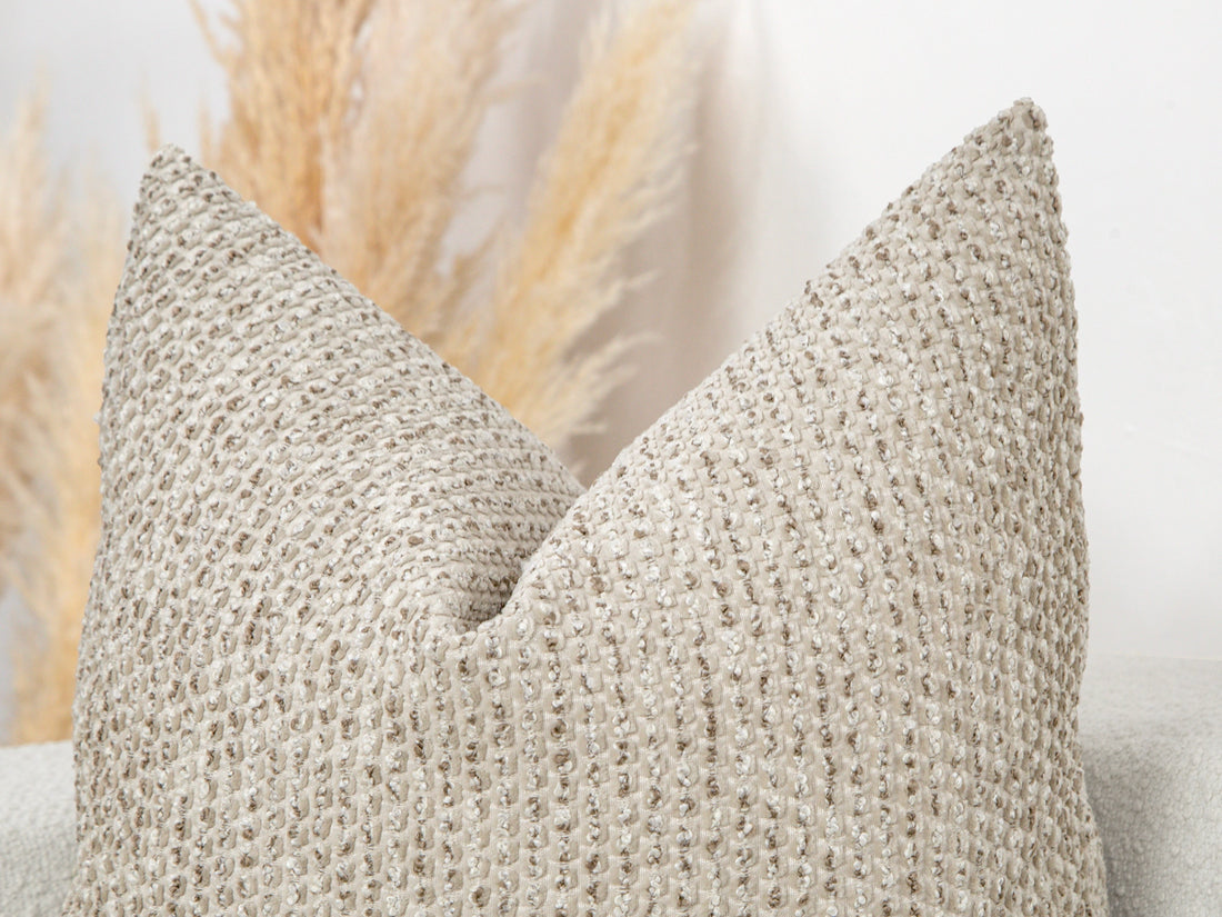 Beige Dotted Pillow Cover - Textured & Bubble