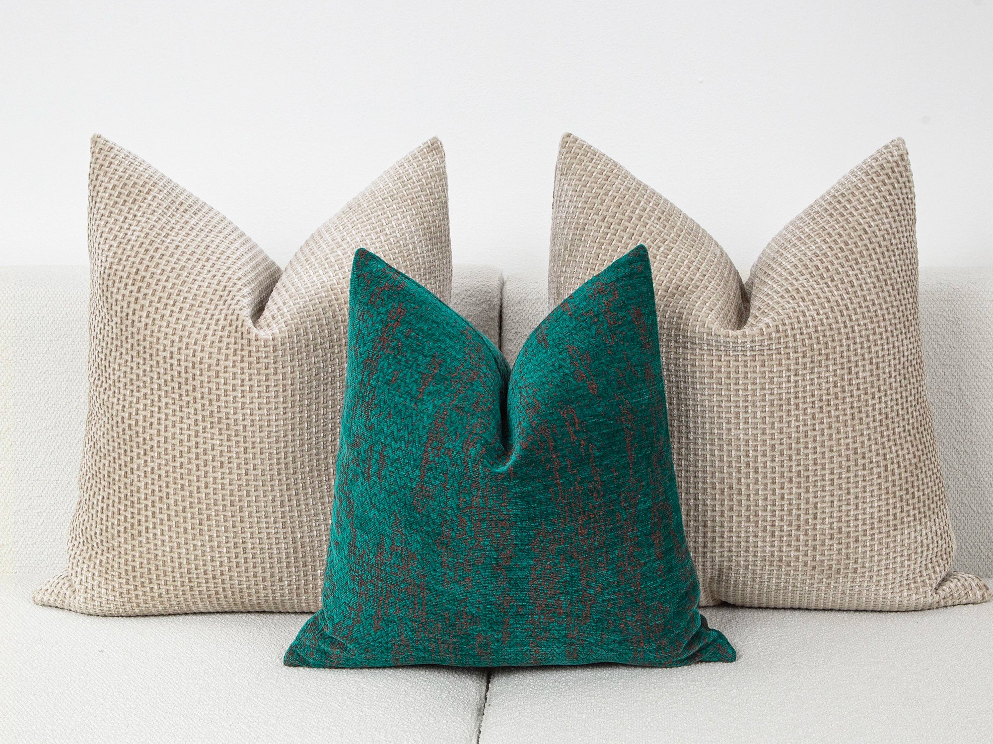 Emerald Green Woven Pillow Cover