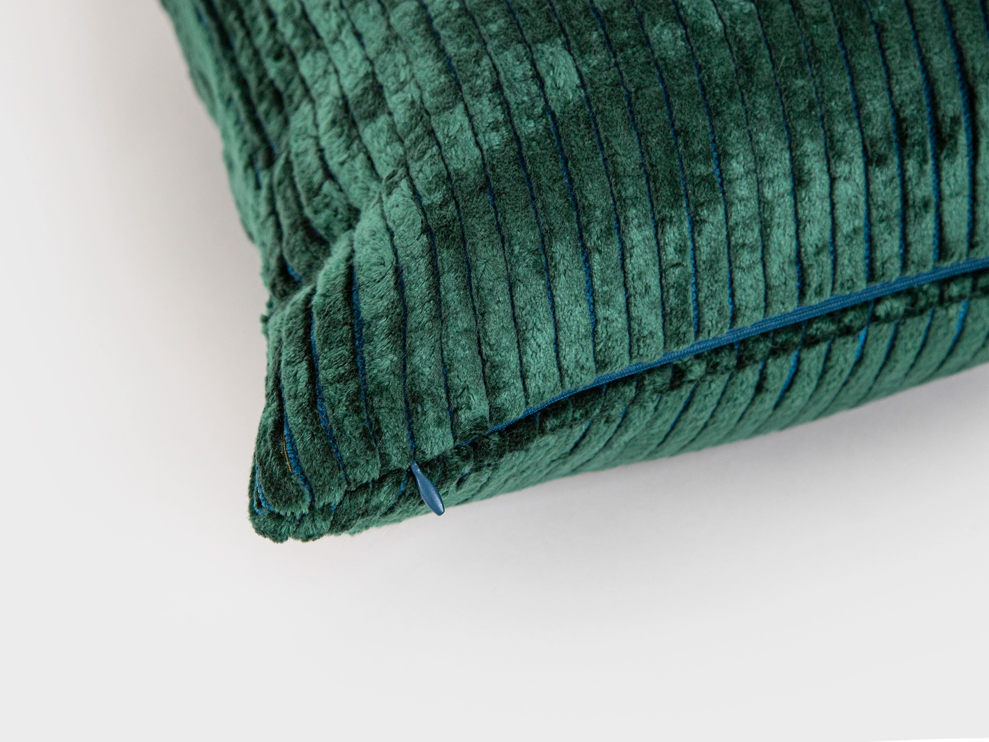 Emerald Green Tonal Striped Velvet Pillow Cover