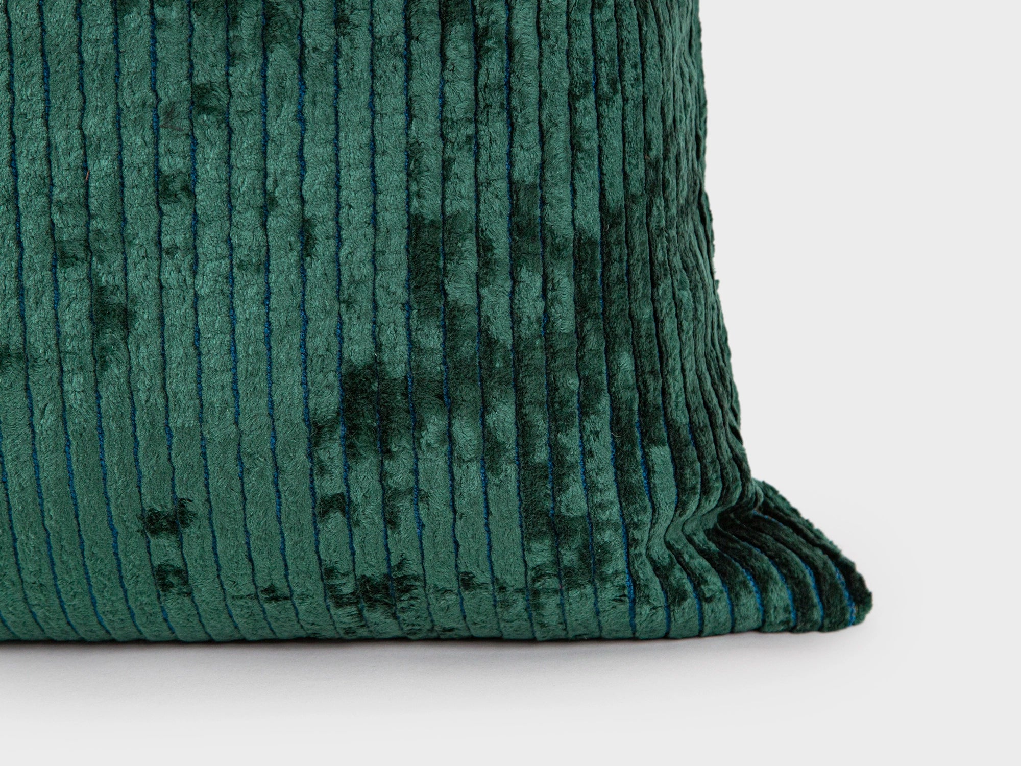 Emerald Green Tonal Striped Velvet Pillow Cover