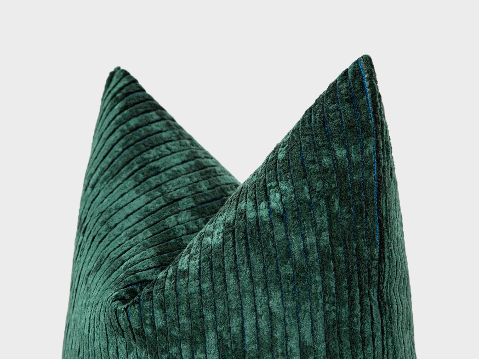 Emerald Green Tonal Striped Velvet Pillow Cover