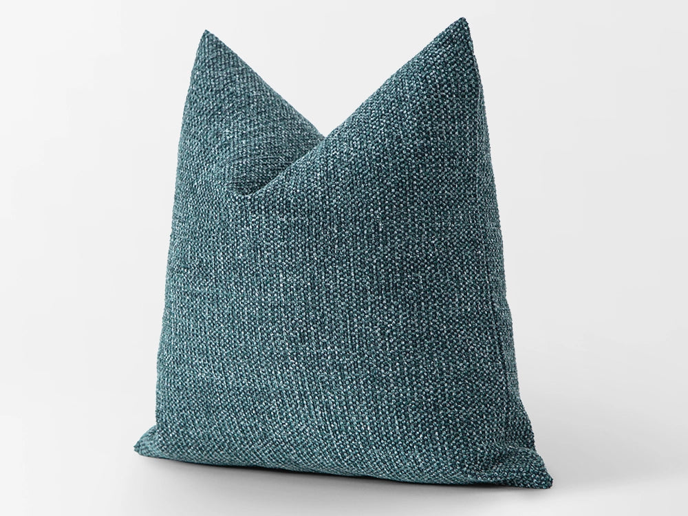 Teal Blue Textured Boho Pillow Cover