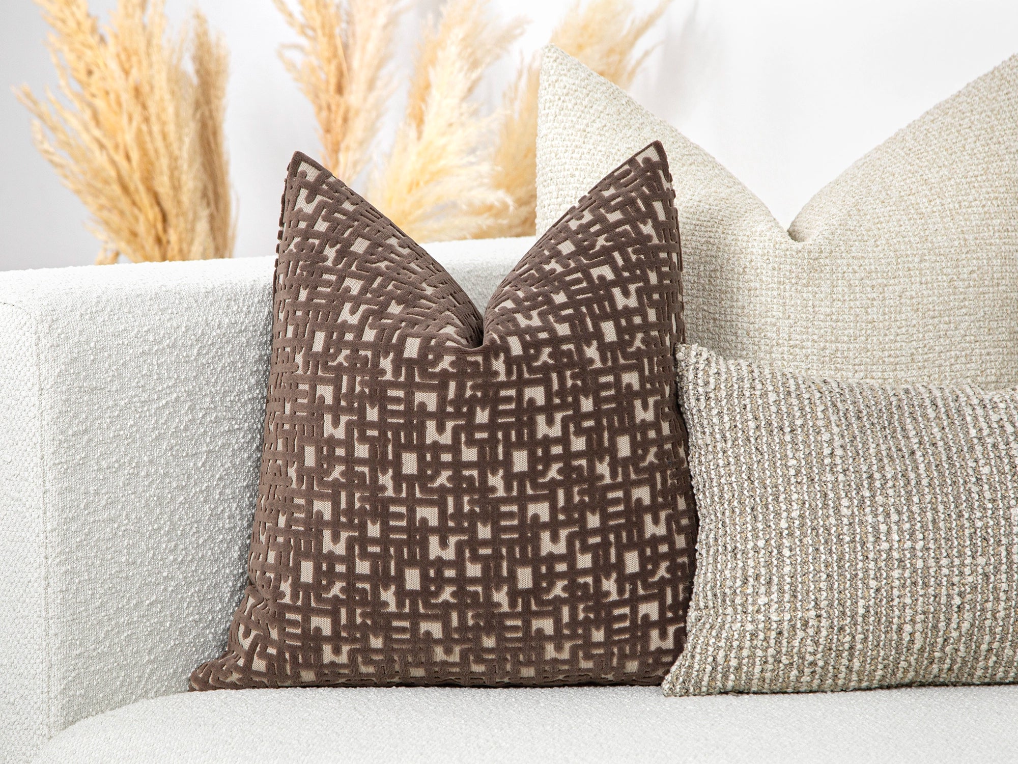 Dark Taupe Brown Geometric Pillow Cover