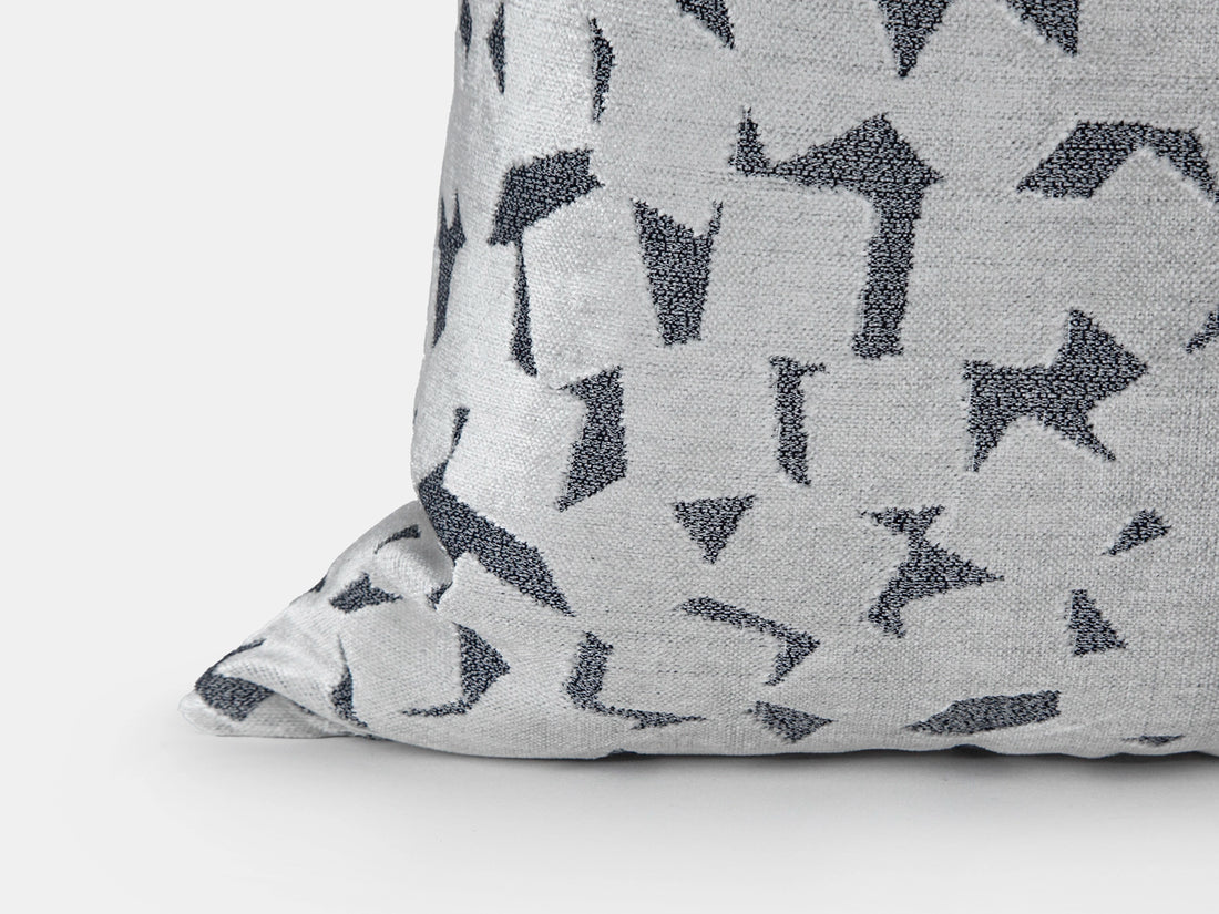 Silver Abstract Velvet Pillow Cover