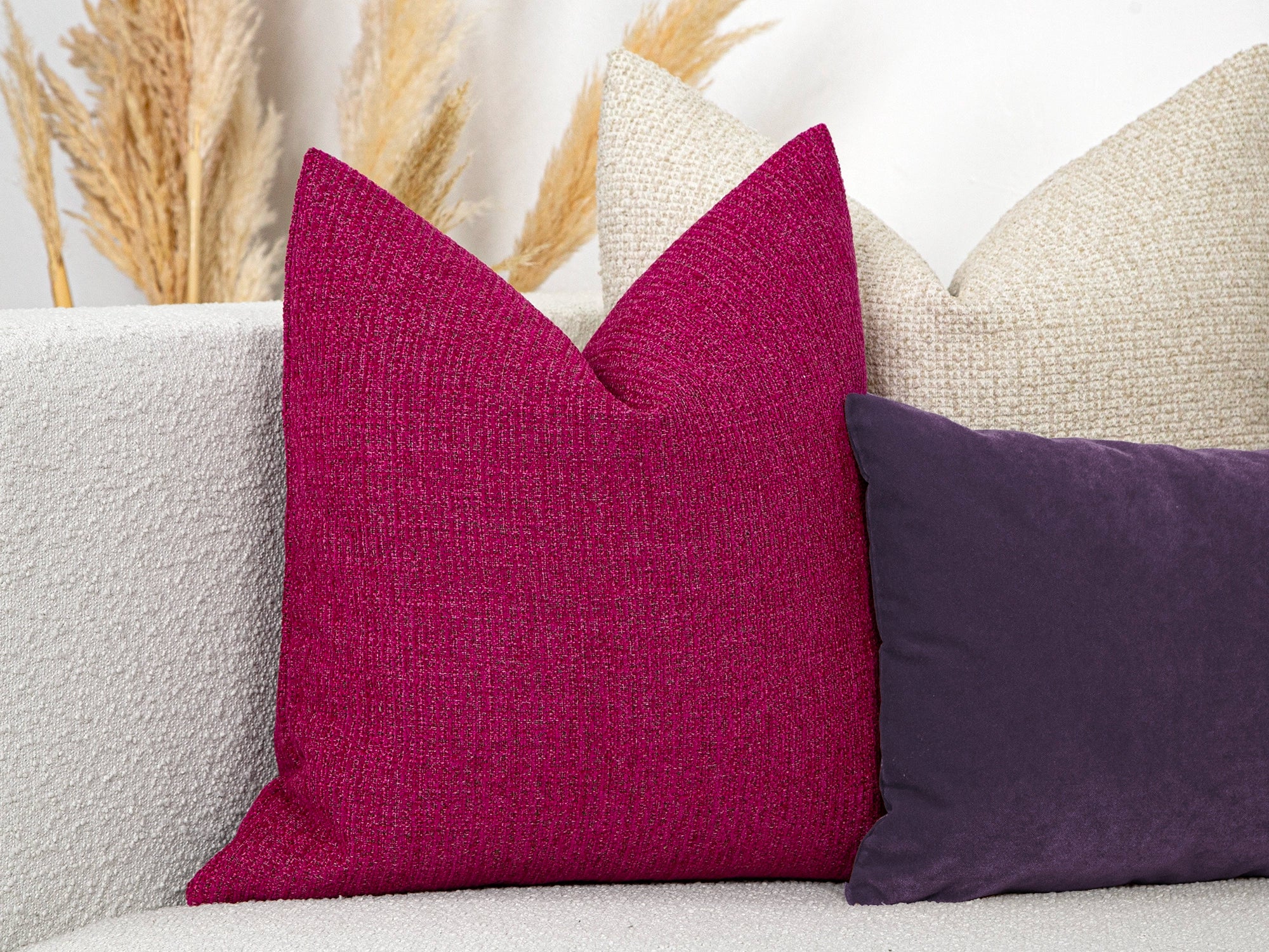 Fuchsia Woven Pillow Cover