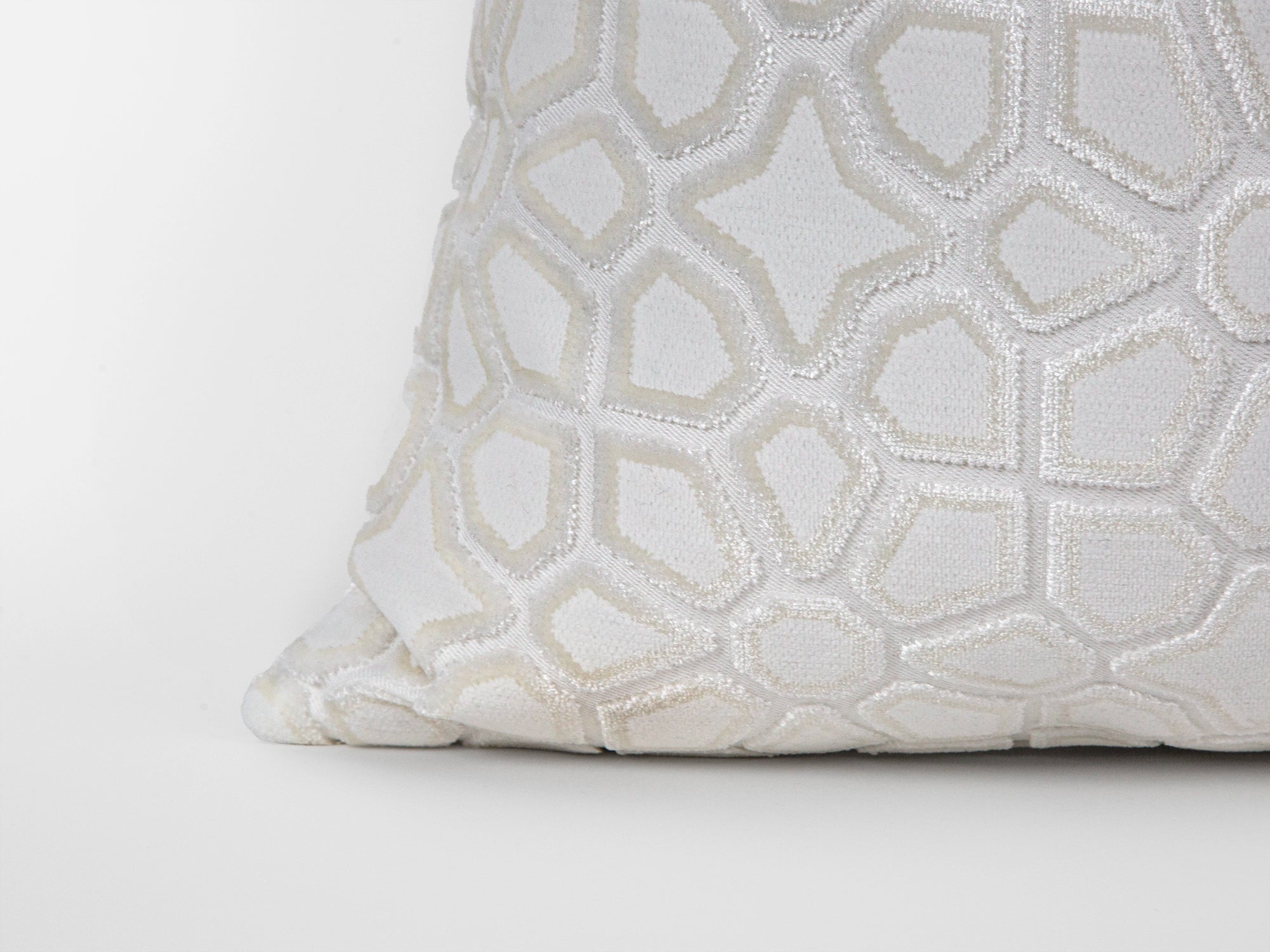 Cream Geometric Cut Velvet Pillow Cover