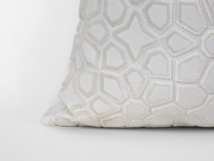 Cream Geometric Cut Velvet Pillow Cover
