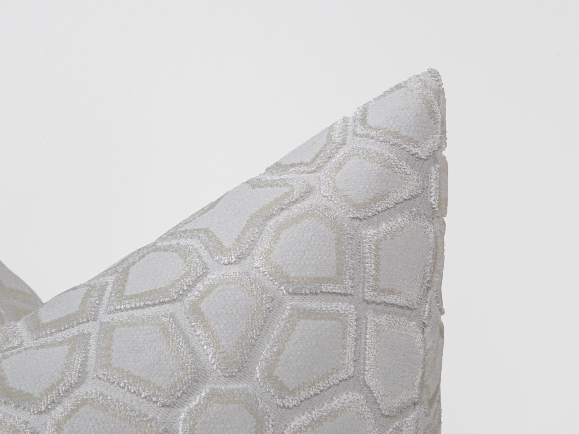 Cream Geometric Cut Velvet Pillow Cover