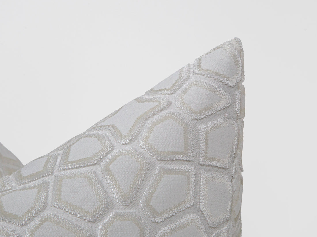 Cream Geometric Cut Velvet Pillow Cover