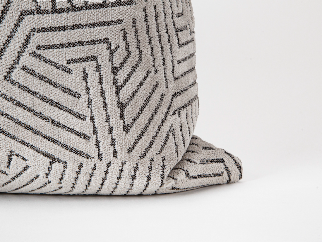 Greige Textured Geometric Pillow Cover