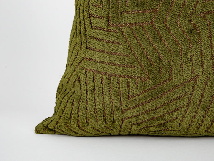 Green Geometric Textured Pillow Cover