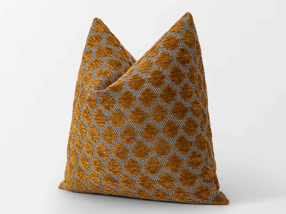 Burnt Orange Textured Dotted Pillow Cover