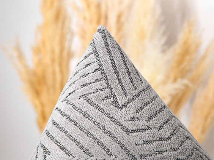 Silver Textured Geometric Pillow Cover