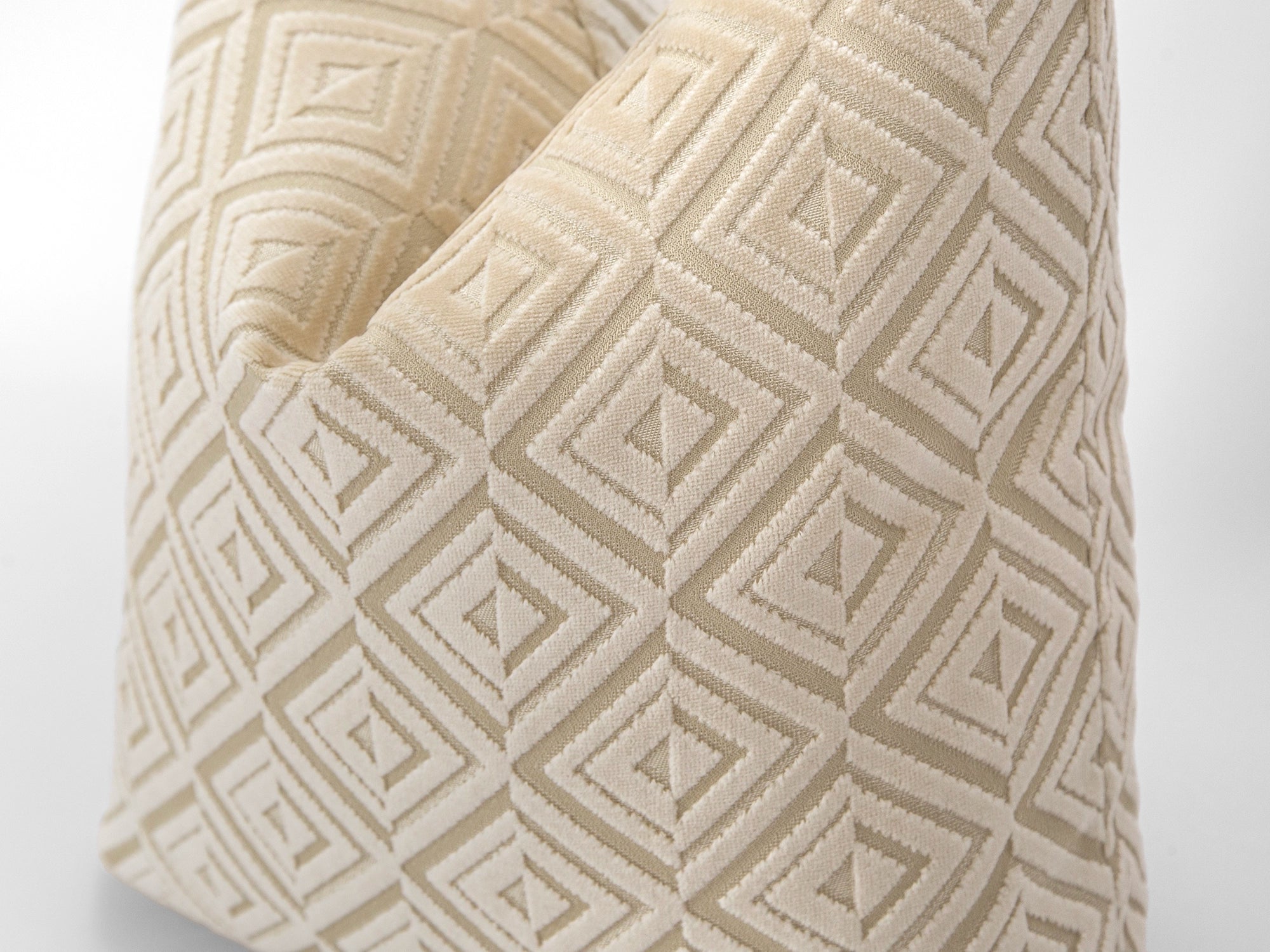 Cream Geometric Velvet Pillow Cover