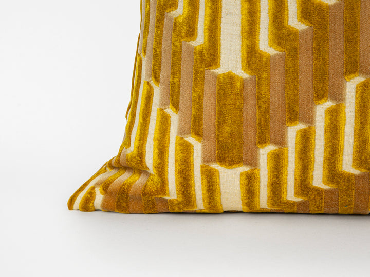 Gold Sculpted Chevron Velvet Pillow Cover