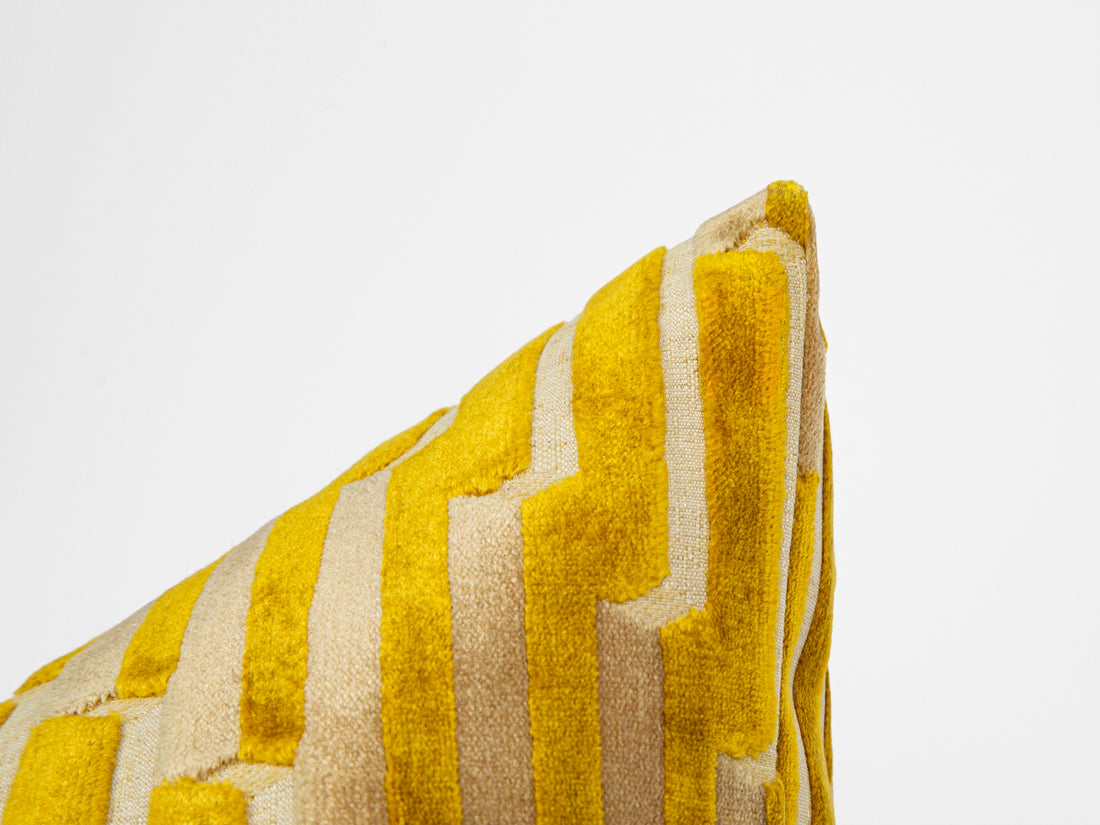 Gold Sculpted Chevron Velvet Pillow Cover
