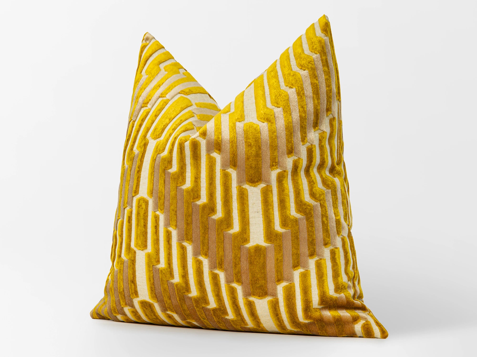 Gold Sculpted Chevron Velvet Pillow Cover