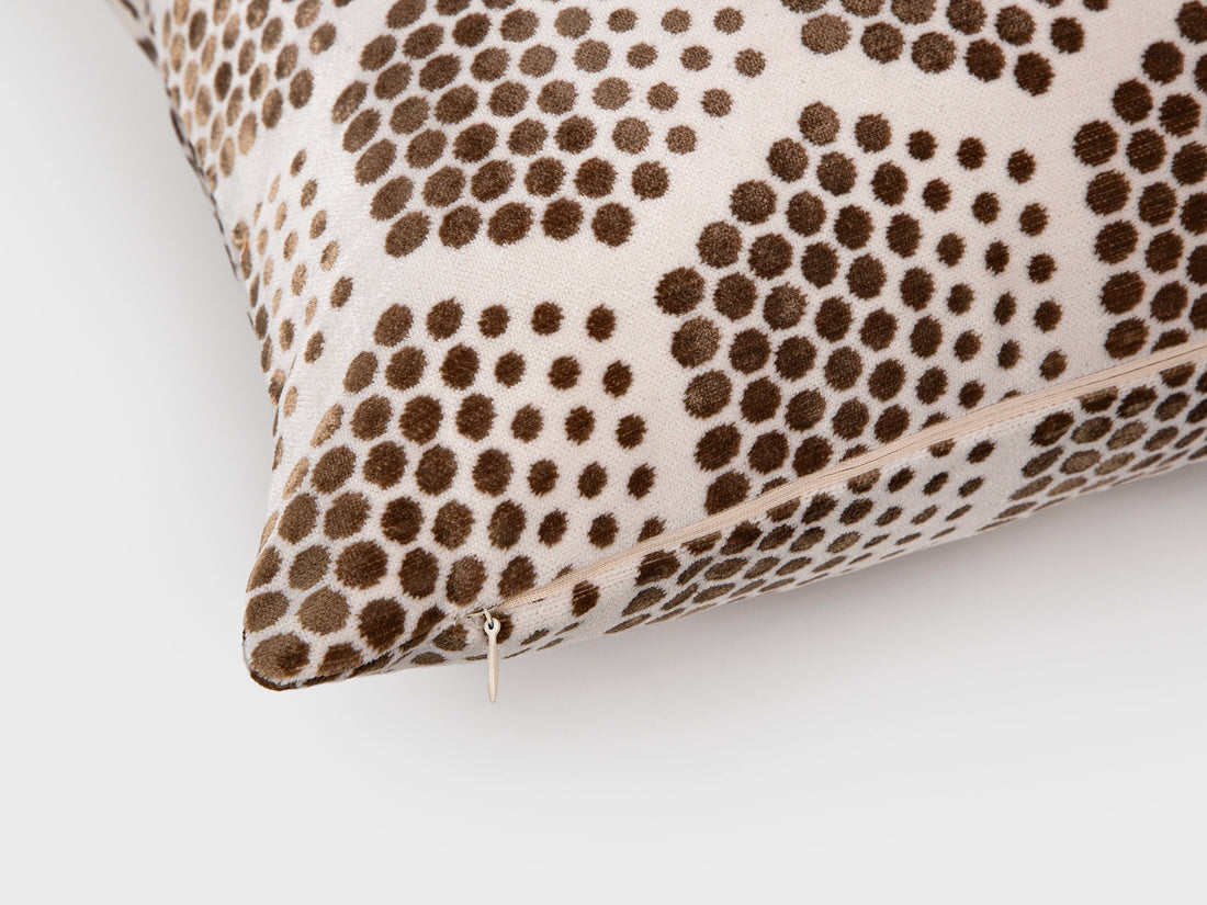 Golden Beige Honeycomb Velvet Pillow Cover