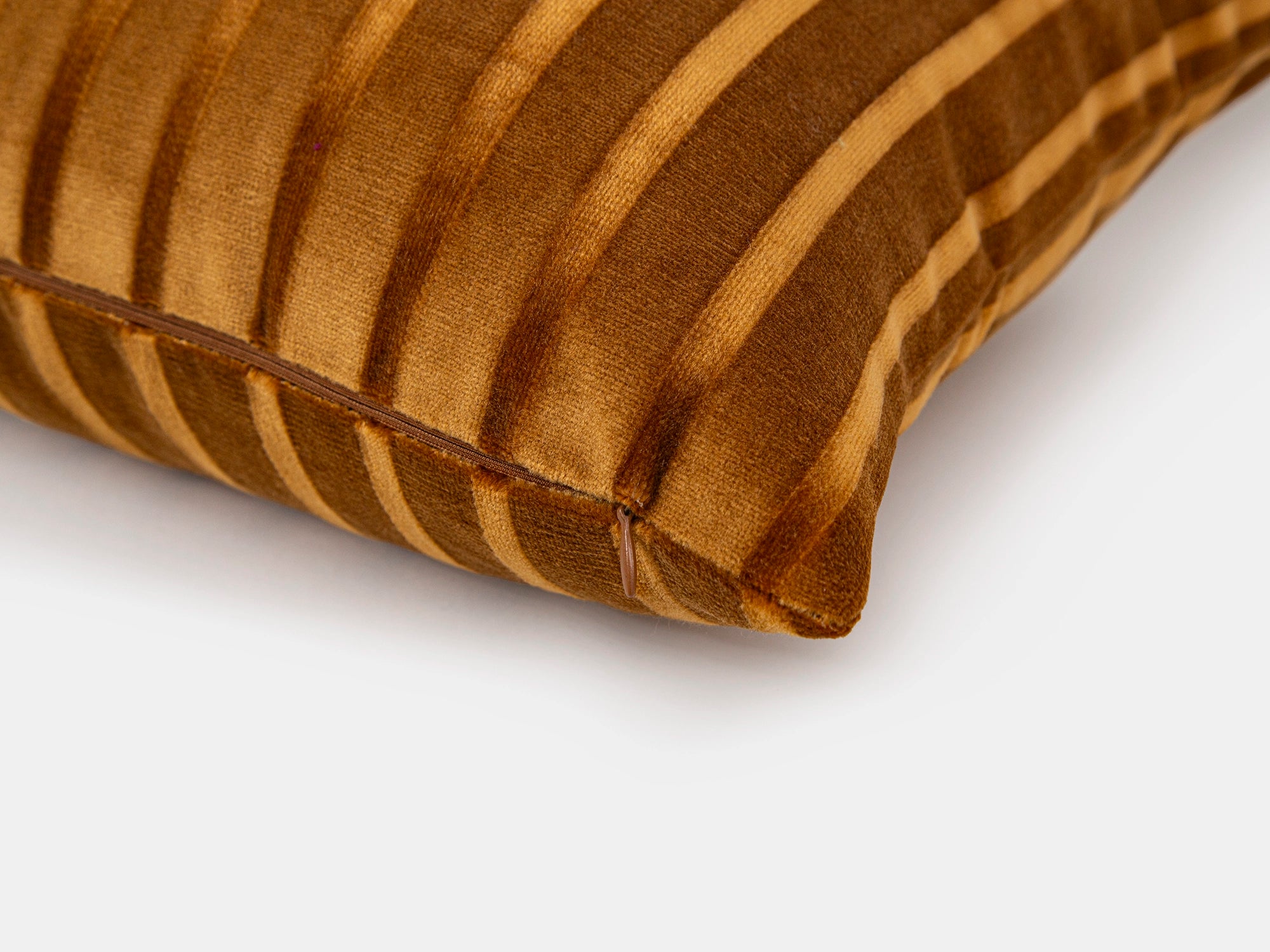 Golden Bronze Stripe Velvet Pillow Cover