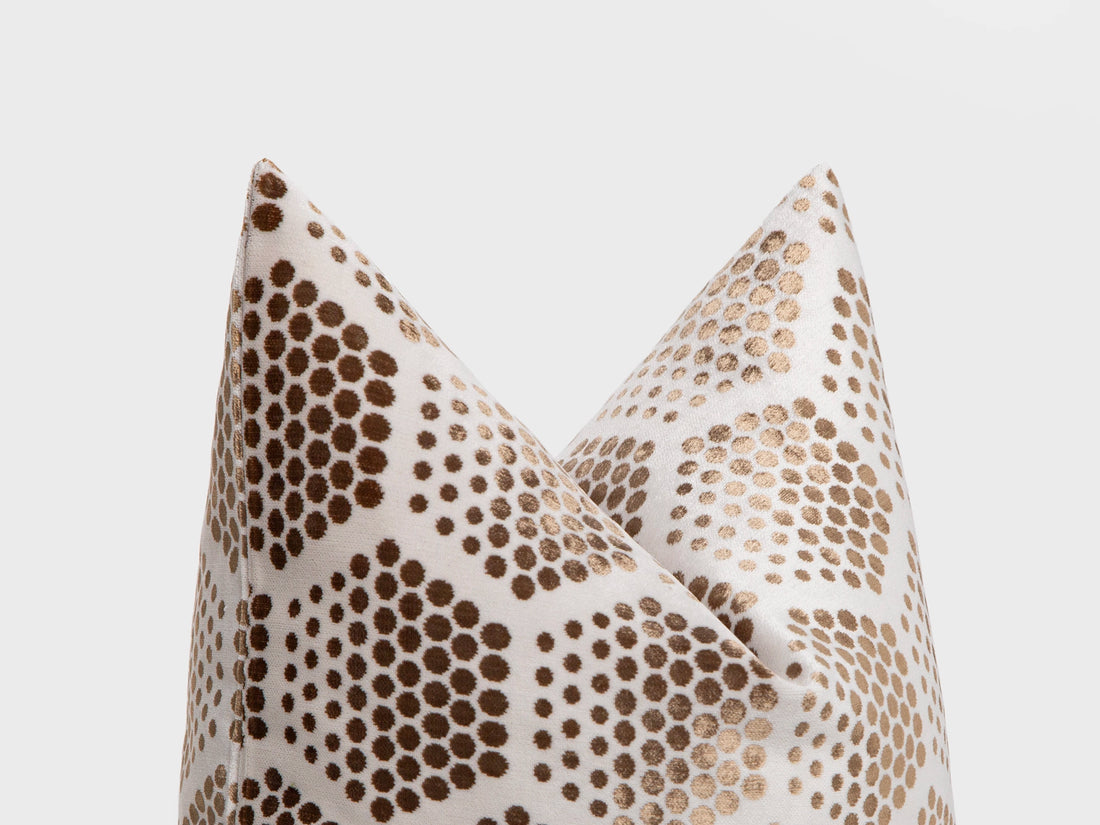 Golden Beige Honeycomb Velvet Pillow Cover