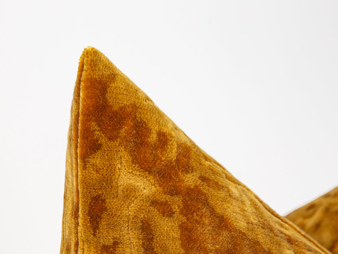 Golden Ochre Crushed Velvet Pillow Cover