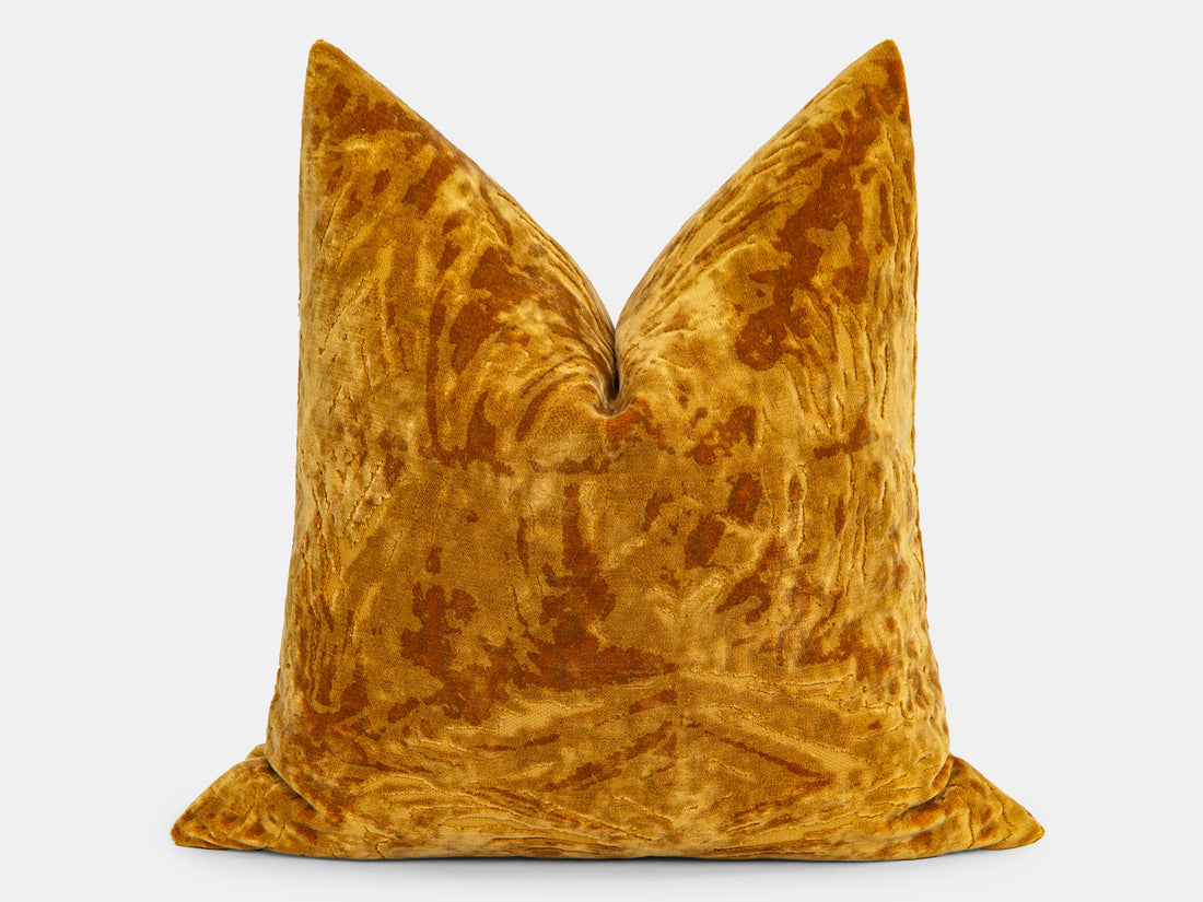 Golden Ochre Crushed Velvet Pillow Cover
