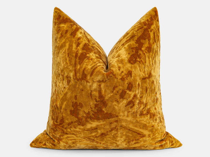Golden Ochre Crushed Velvet Pillow Cover