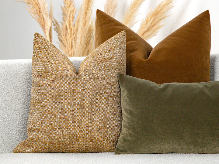 Golden Ochre Woven Pillow Cover