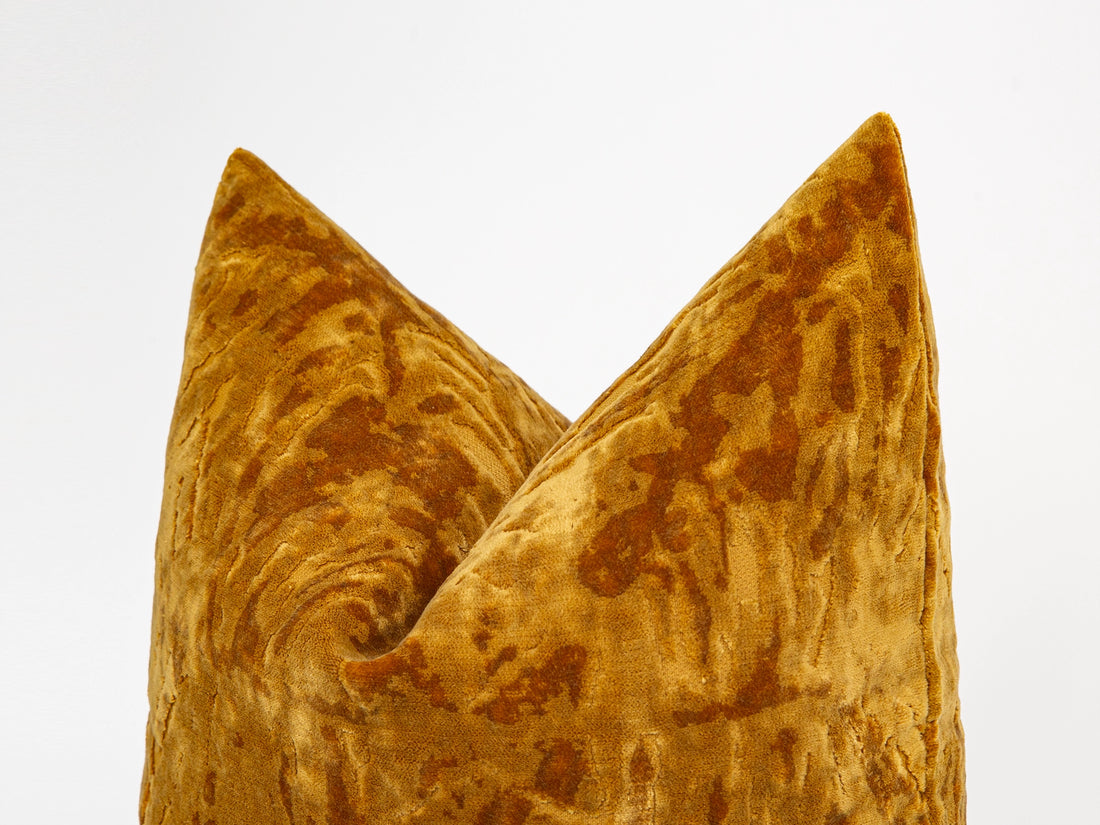 Golden Ochre Crushed Velvet Pillow Cover