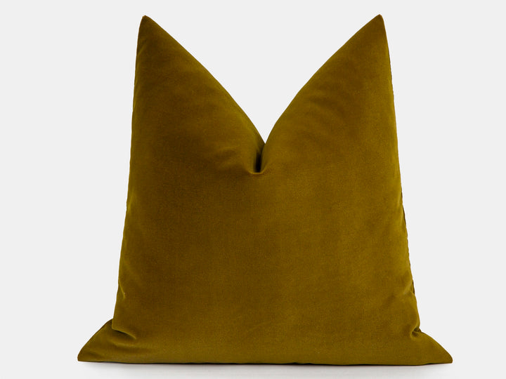 Golden Olive Velvet Pillow Cover