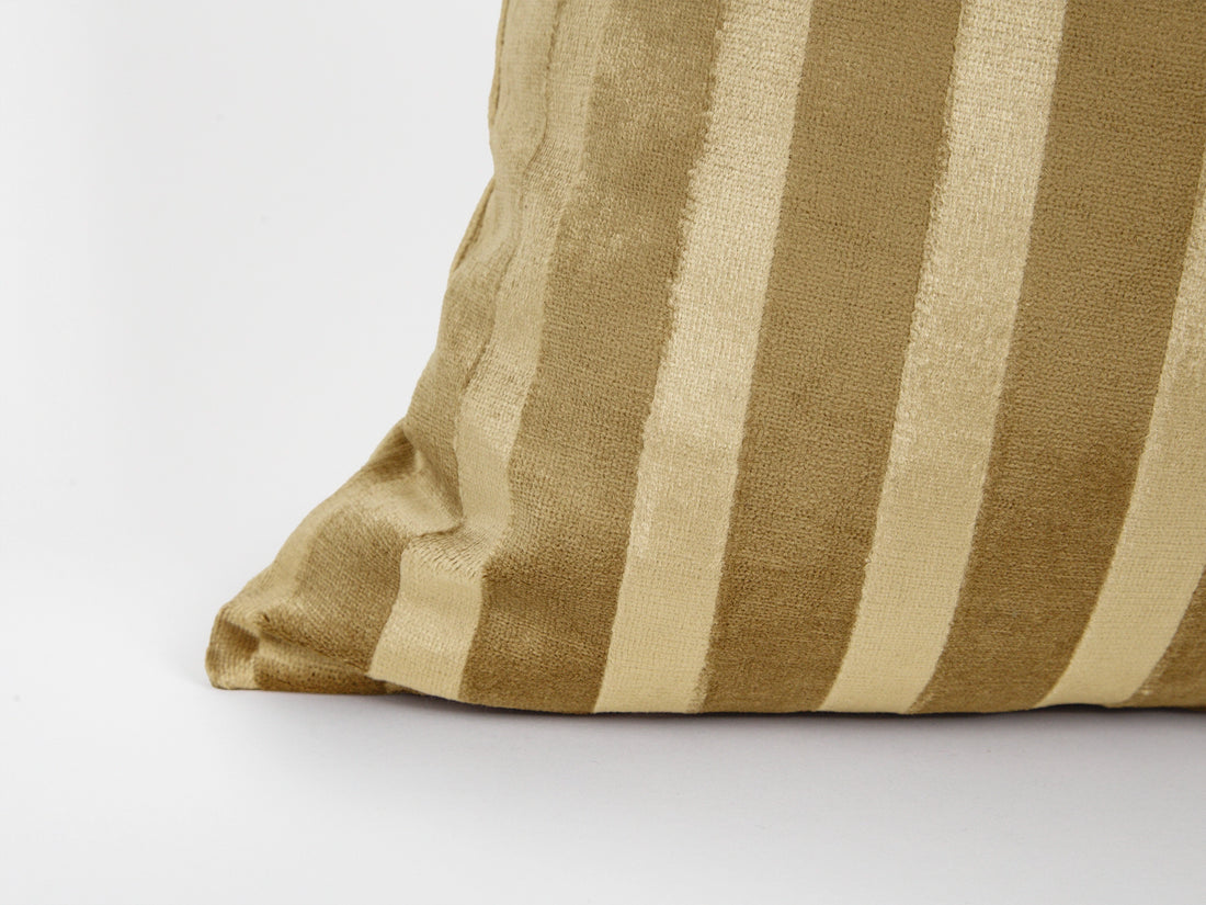 Golden Yellow Stripe Velvet Pillow Cover
