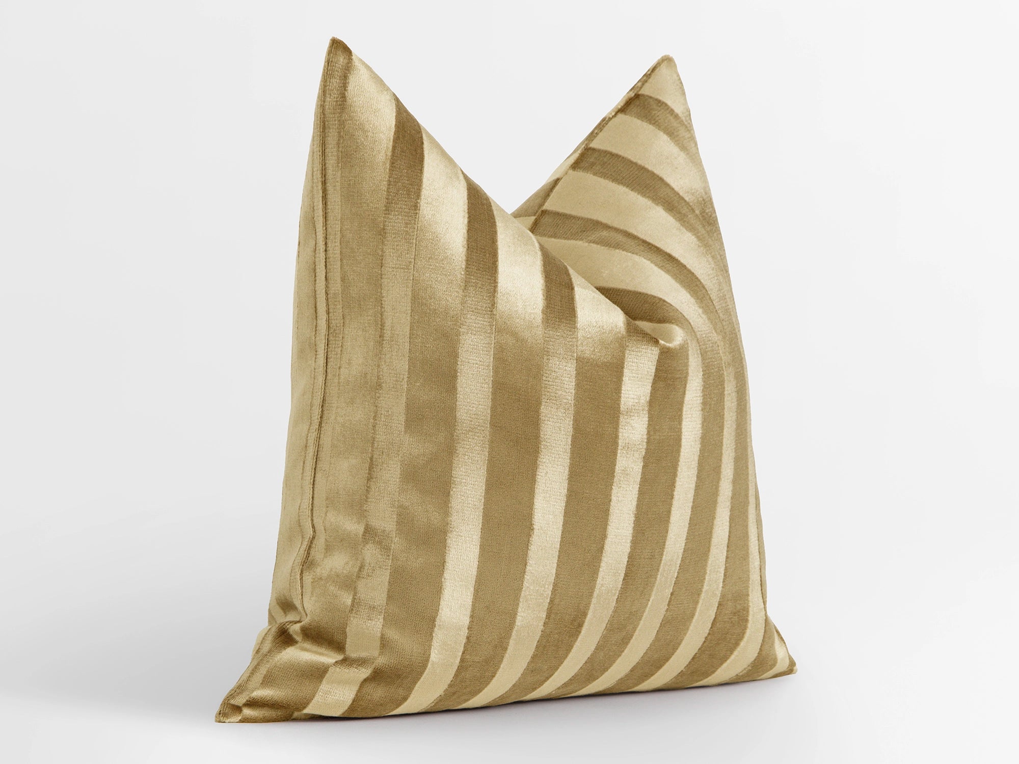 Golden Yellow Stripe Velvet Pillow Cover