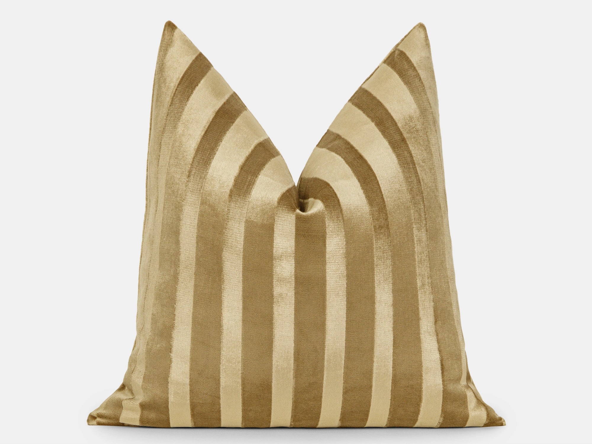 Golden Yellow Stripe Velvet Pillow Cover